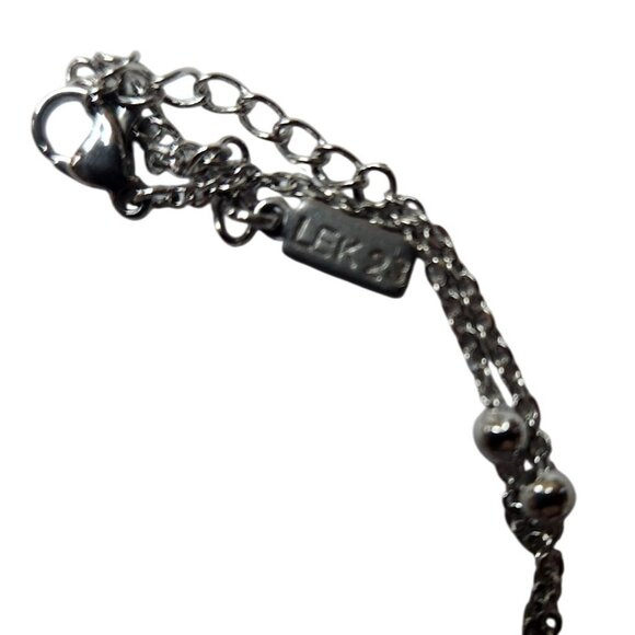 Celestial necklace Silver tone crescent Moon Natural Stone Accent By Lek - Picture 3 of 6